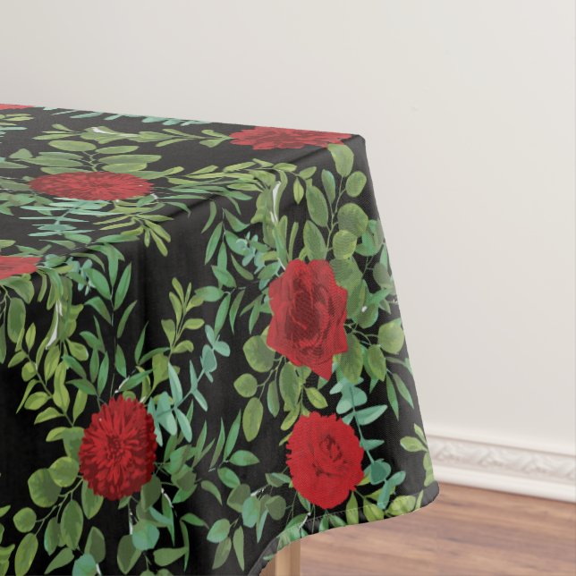 Bläserne Hochzeit der Rose Black & Red Peony Tischdecke (Beispiel)