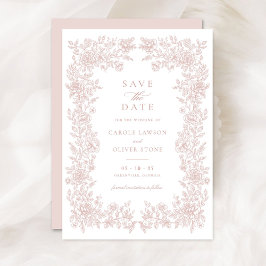 Bläserne Vintage Blush-Hochzeit Sichern Sie das Da Einladung