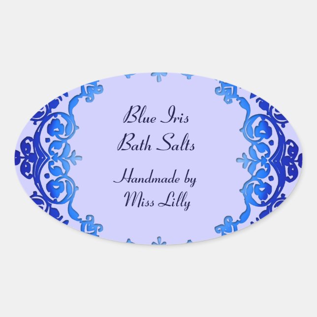 Bläserne Vintage Seife oder Farbmarkierungen Blau Ovaler Aufkleber (Vorderseite)