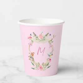 Bläserne Wappen Monogram Pink Babydusche Pappbecher
