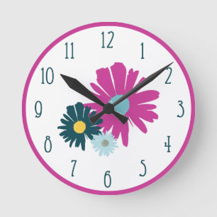 Bläserne Wildblume Abstrakte Illustrationswand Runde Wanduhr
