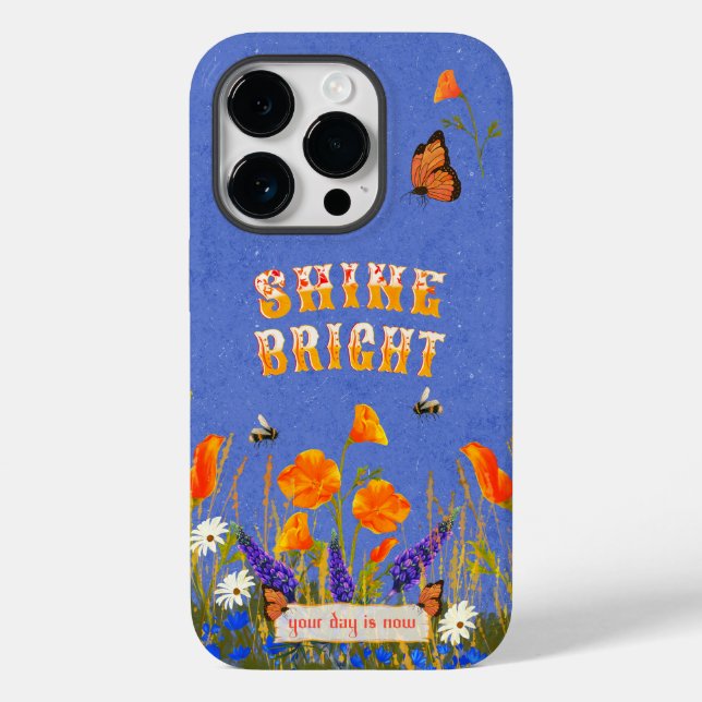 Bläserne Wildblumen Butterflies Inspiration Case-Mate iPhone 14 Pro Hülle (Rückseite)
