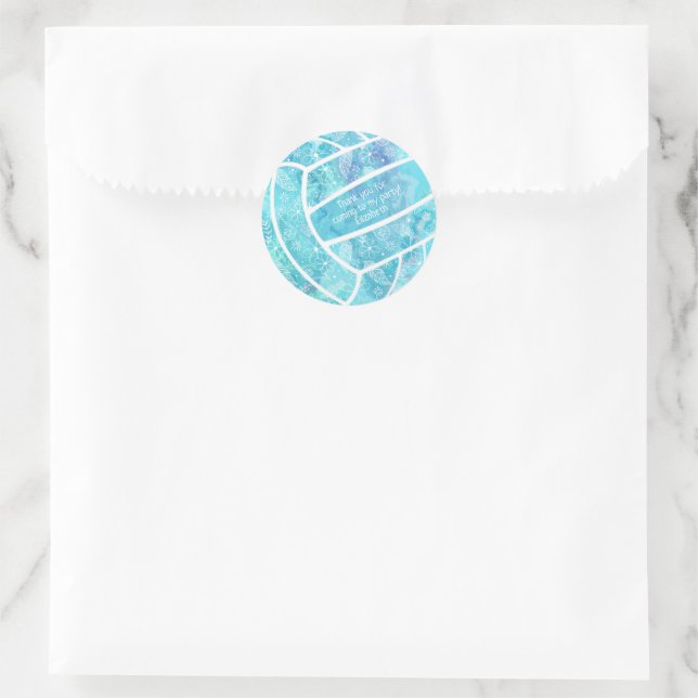 Bläserpaisley fether doododle türkis volleyball runder aufkleber (Tasche)