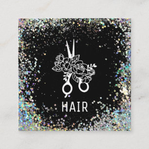 *~* Bläserschere Blume Regenbogen Glitzer AP6 Quadratische Visitenkarte