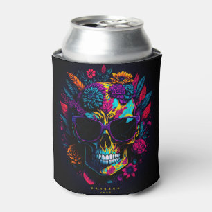 Bläserskull farbenfrohe Retro-Halloween-Monogramm Dosenkühler