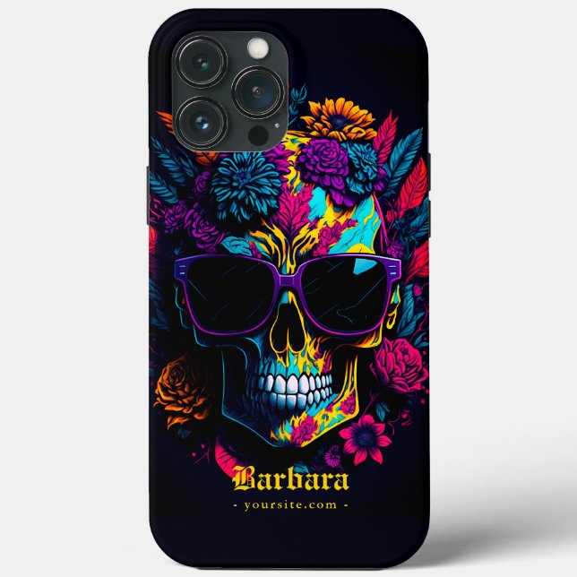 Bläserskull farbenfroher Retro Stilvolle Tattoo Ar Case-Mate iPhone Hülle (Rückseite)