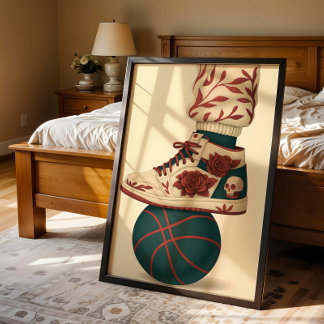 Bläserskull-Top-Sneakers auf Basketball Poster