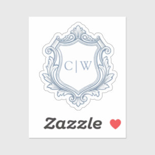 Blason baroque bouclier poussiéreux autocollant bl