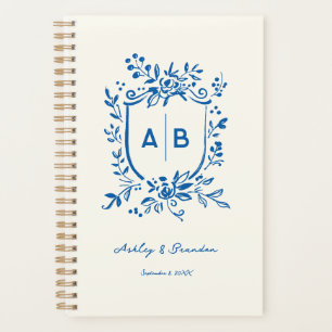 Blason de mariage monogramme fantaisiste bleu fran