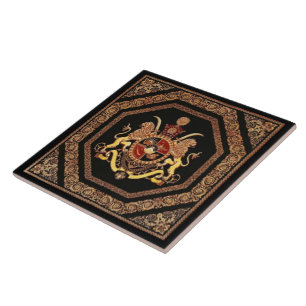 Blason islamique arabe Carreau de céramique noir