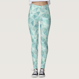 Blass Aqua-Geometrisches Mosaik – Polygon Leggings