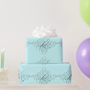 Blass Aquamarine Geblüht LIEBE Moderne Kalligraphi Geschenkpapier