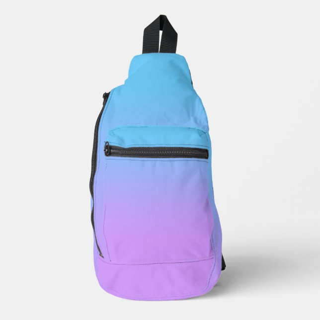 Blass Blau bis Lavender Ombre Gradient Muster Crossbody Bag (Vorderseite)