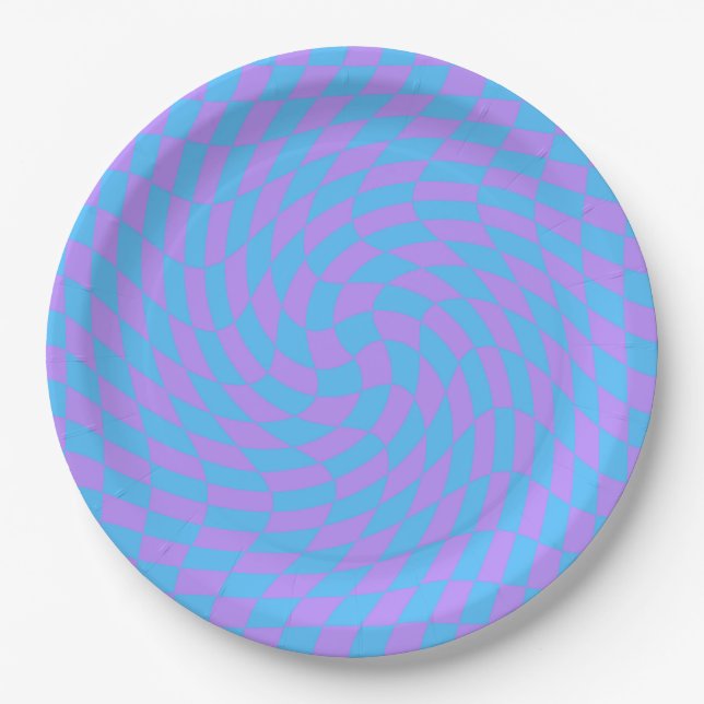 Blass Blau & Lavendel Wave Gestell Pappteller (Vorderseite)