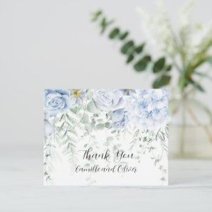 Blass Blau und Weiße Rosen Blüte Danke Karte