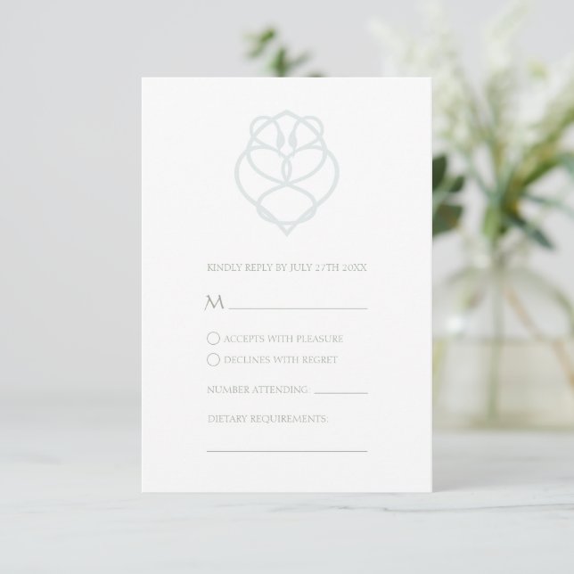 Blass Blue Celtic Irish Swan Liebe Knot Wedding RSVP Karte (Stehend Vorderseite)