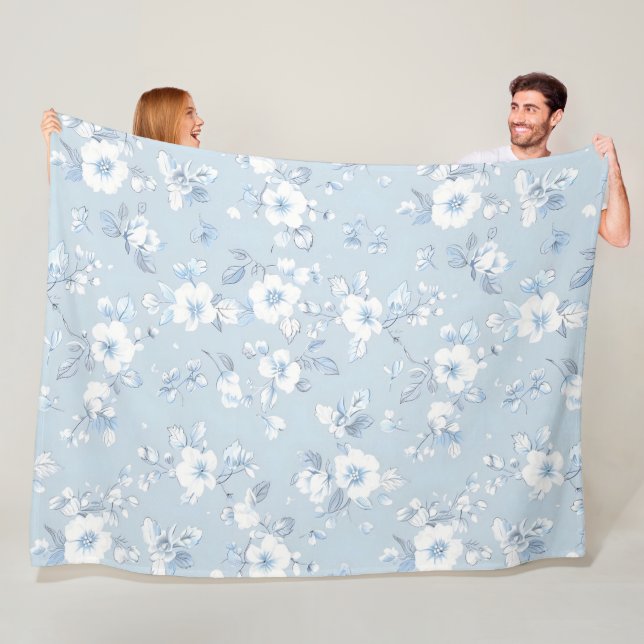 Blass Blue Country Stil Blumenmuster Fleecedecke (Beispiel)
