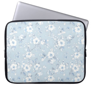 Blass Blue Country Stil Blumenmuster Laptopschutzhülle