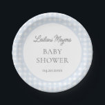 Blass Blue Gingham Classic Boys Baby Shower Pappteller<br><div class="desc">Genießen Sie die Babydusche Ihres Babys mit unseren bezaubernden,  blass-blauen Gingham-Muster Babydusche-Einweg-Tellern.</div>