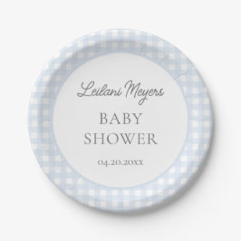 Blass Blue Gingham Classic Boys Baby Shower Pappteller