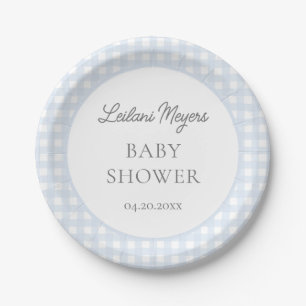 Blass Blue Gingham Classic Boys Baby Shower Pappteller