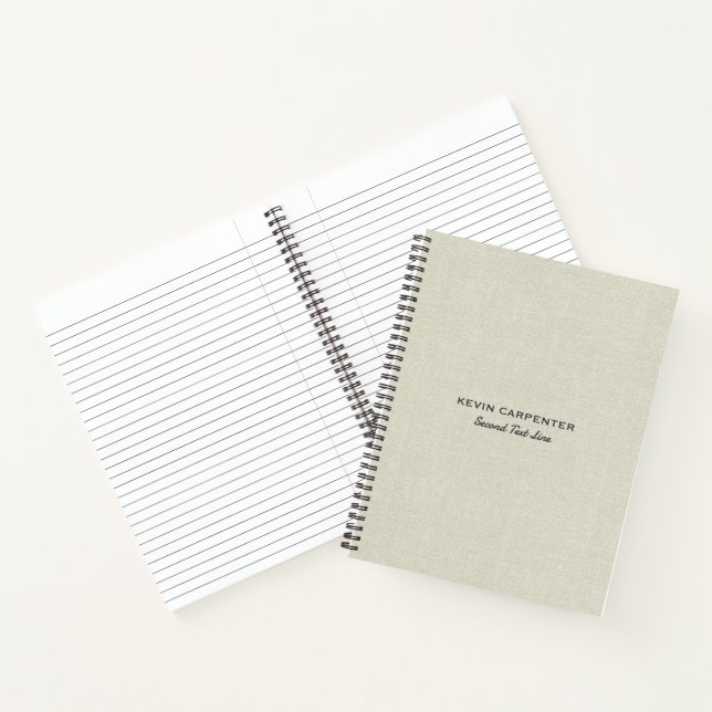 Blass cremefarbener Leinenstoff Notizbuch (Innenseite)