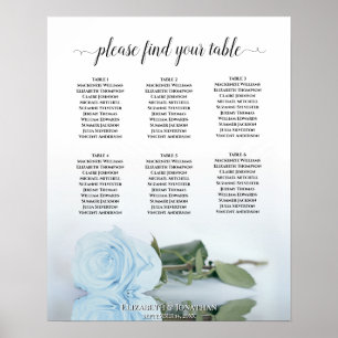Blass dunkelblaue Rose 6 Tabelle Hochzeitstabelle Poster