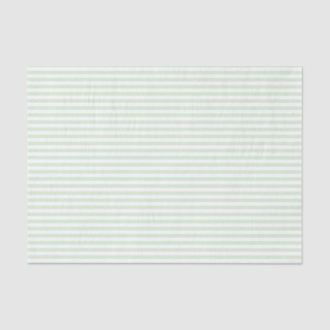 Blass Milky Jade Green und White Strip Muster Seidenpapier (Vorderseite)