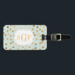 Blass Minze Blue und Gold Glitzer City Dots Monogr Gepäckanhänger<br><div class="desc">Dieses Muster ist modern und auf dem Trend mit Punkten von Imitaten Gold Glitzer.</div>