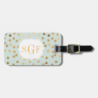 Blass Minze Blue und Gold Glitzer City Dots Monogr