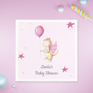 Blass Pink Baby Dragon mit Balloon Party Serviette