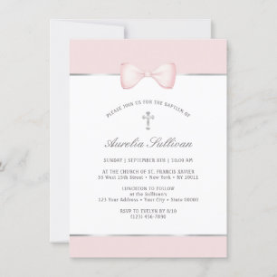 Blass Pink Bow Taufe Einladung