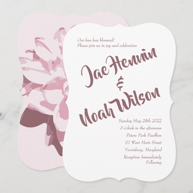 Blass Pink Dahlia Einladungen für Hochzeiten (Vorne/Hinten)