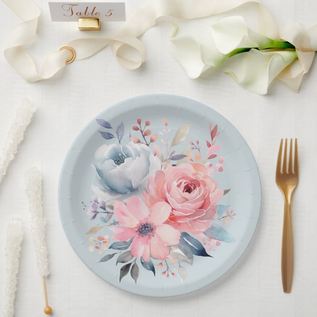 Blass Pink Peonies Bloral Bouquet Dusche Pappteller (Hochzeit)