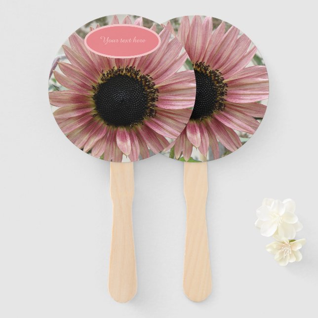 Blass Pink Sonnenblume Personalisiert Fächer (Vorne und Hinten)