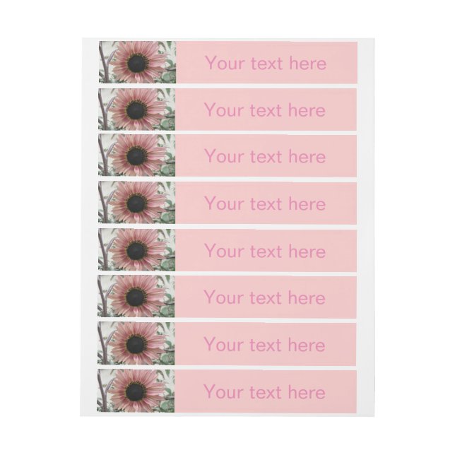 Blass Pink Sonnenblume Personalisiert Rundum-Adressaufkleber (Bogen)