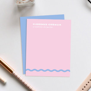 Blass Pink und Französisch Blue Wavy Frame Persona Dankeskarte