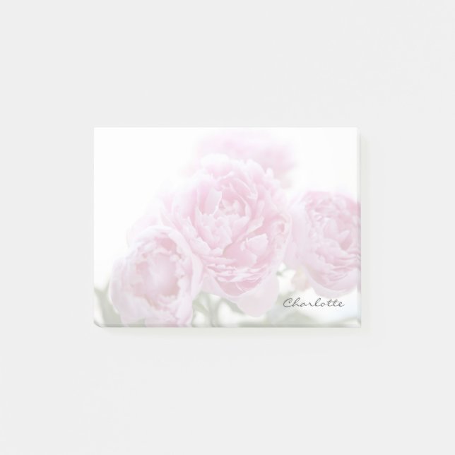 Blaß - rosa Pfingstrosen verblassen Post-it Klebezettel (Vorderseite)