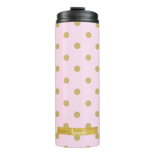 Blass Rosa und Gold Punkte Muster Thermosbecher