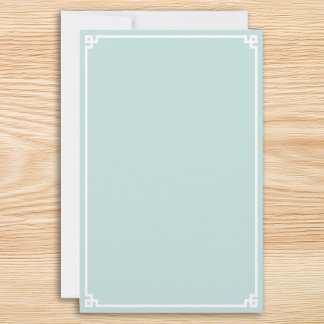 Blass Türkis und Weiß Griechische Schlüssel-Rand Briefpapier