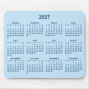 Blass- und Dunkelblauer 2027-Kalender Mousepad