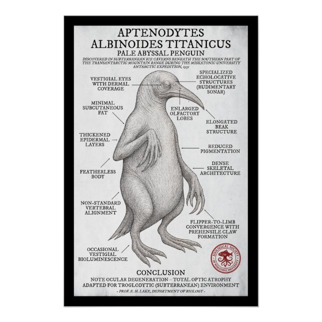 Blassabyssal Penguin (Miskatonic Antarktic Survey) Poster (Vorderseite)