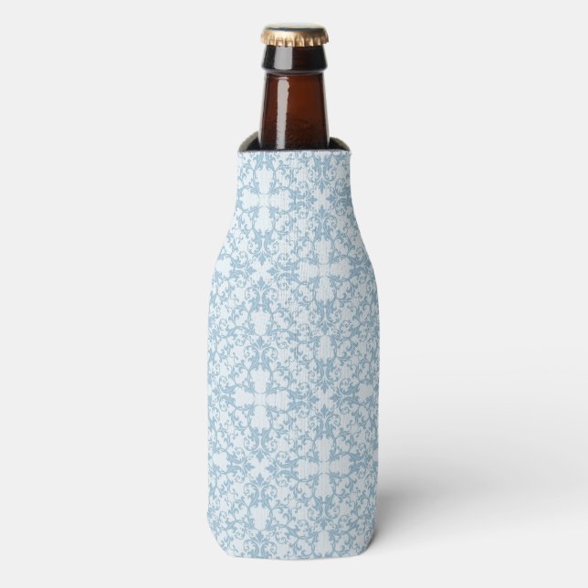 Blassblau Damask Flaschenkühler (Flaschenvorderseite)