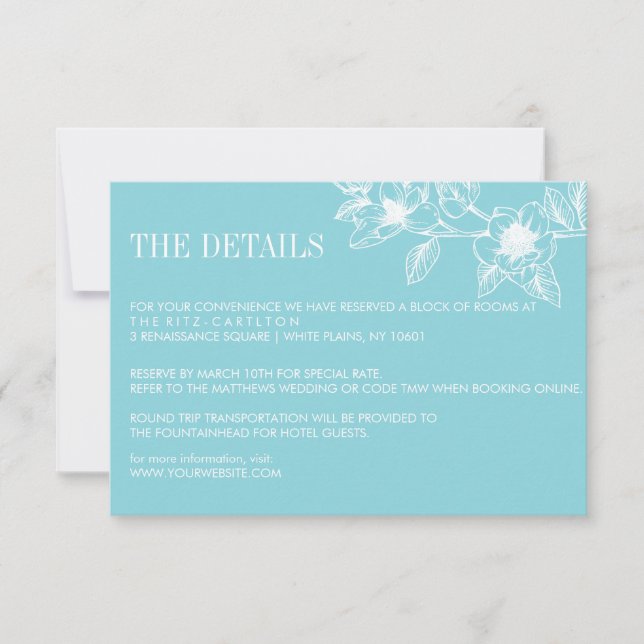 Blassblau | Magnolische Blume Bloom | HochzeitsrSV RSVP Karte (Vorderseite)