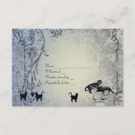 Blassblau Vintag Shabby Garden Cat UAWG mit env RSVP Karte