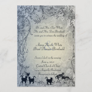 Blassblau Vintag Shabby Garden Hochzeit Einladung