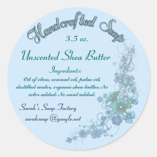 Blassblaue, florale Handwerkskraft Runder Aufkleber