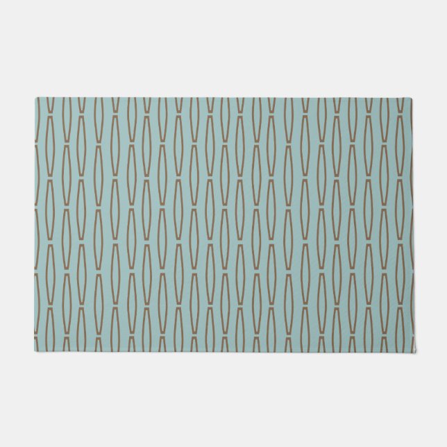 Blassblaue geometrische Wiederholung Fußmatte (Vorderseite)