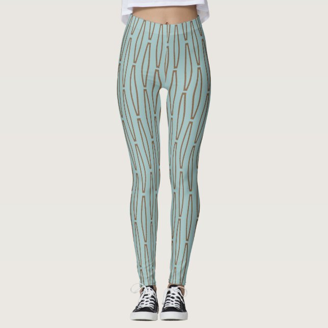 Blassblaue geometrische Wiederholung Leggings (Vorderseite)