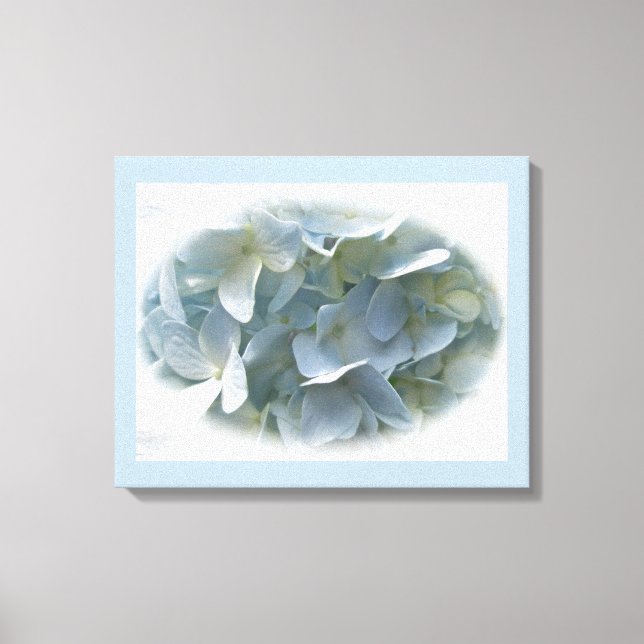 Blassblaue Hydrangea-Blume Leinwanddruck (Vorderseite)